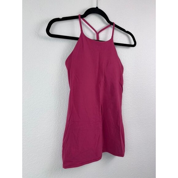 Lululemon women's 4 pink racer back built in‎ bra tank top athletic fitted - Picture 2 of 6